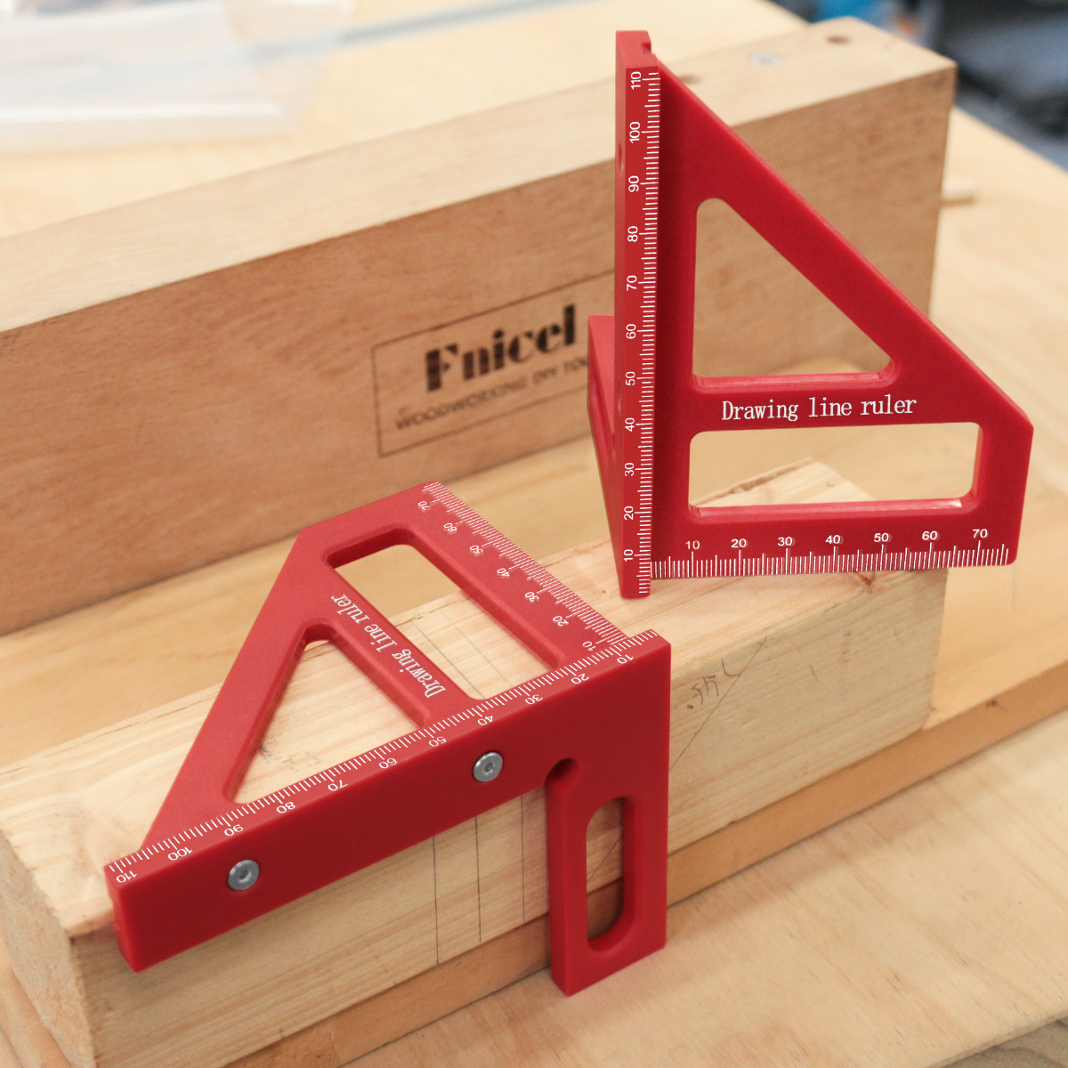 Woodworking Project Plans - 45 ° /90 ° 多角度プラスチック製定規、木工用直角器＆分度器、精密測定ツール、大工仕事用、線引きツール