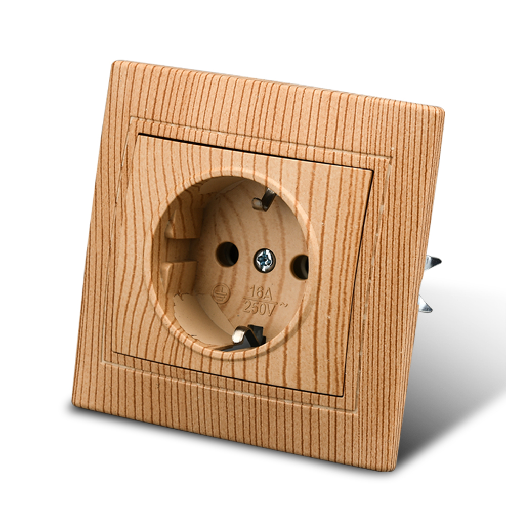 Woodworking Zone - ウェサウッド電源ソケット、EU標準電源コンセント、標準接地壁ソケット、難燃性プラスチックパネル、16a、86mm x 86mm