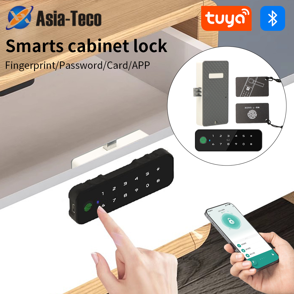 Woodworking Veneer - Tuya Bluetooth スマート木製キャビネット指紋ロックアプリリモコンモニターキーレスカードロック解除ドアロッカー家具引き出し