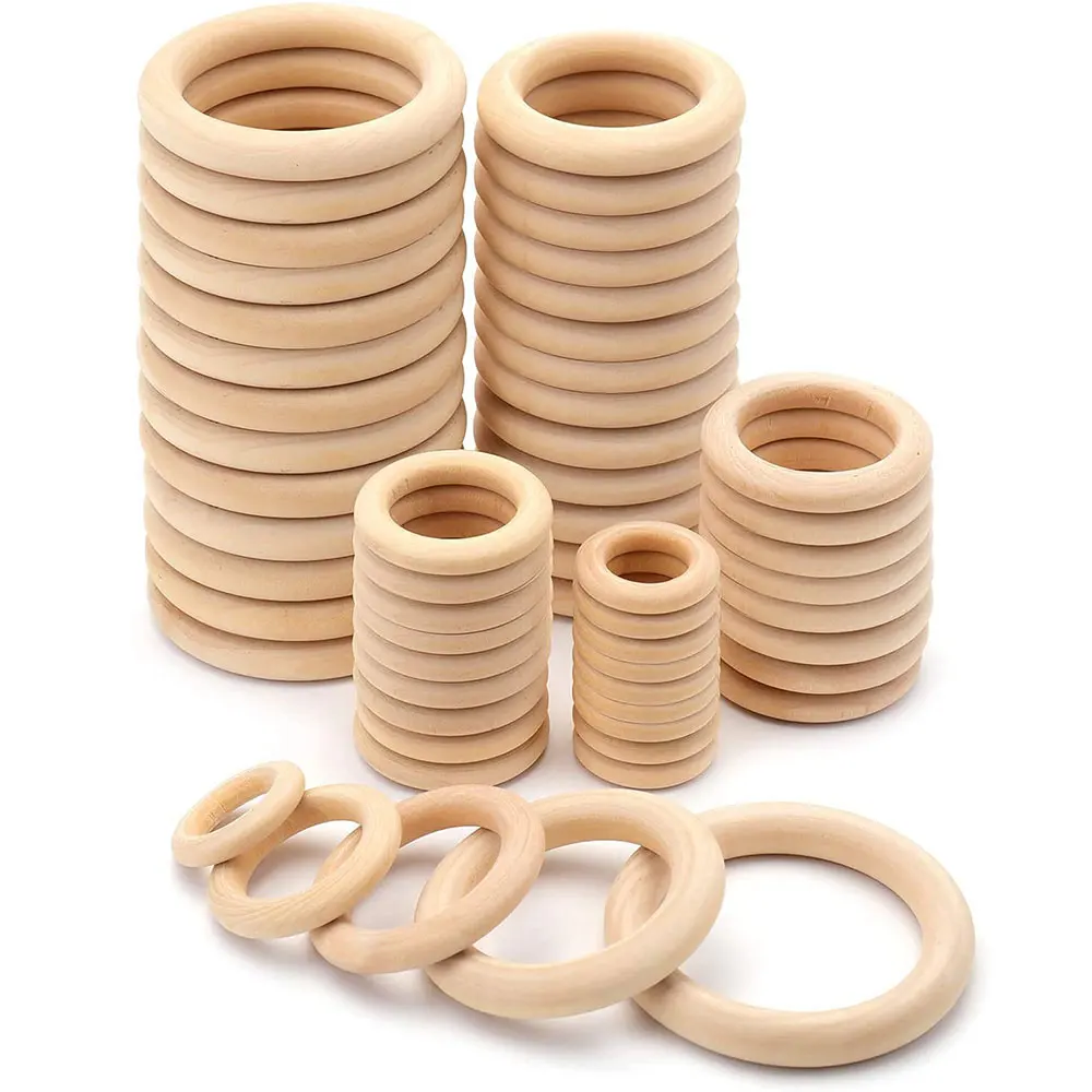 Woodworking Joint Types - 未完成の無垢木製リング 15-100MM 天然木リング マクラメDIYクラフト用 木製フープ 装飾品
