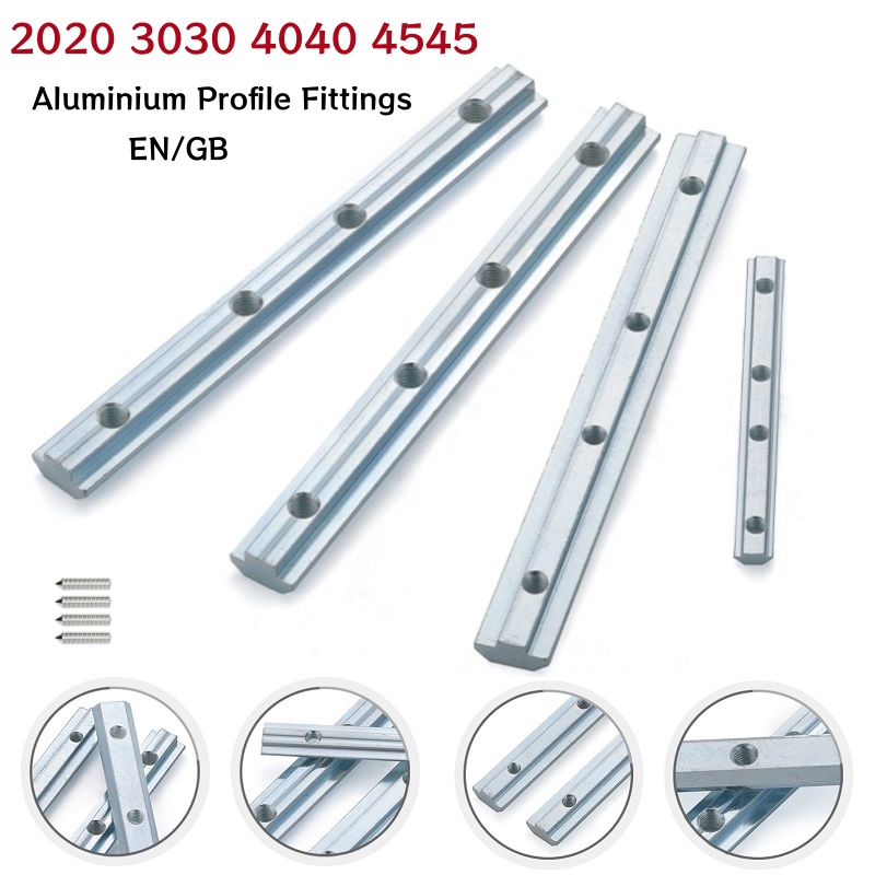Woodworking Joint Types - VスロットTスロットジョイナー2020 3030 4040 4545ストレートジョイントインサイドコネクターアルミプロファイルフィッティングストリップ（ネジ付き）
