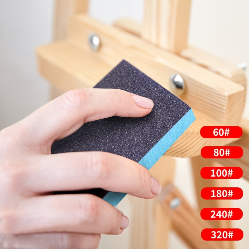 Woodworking Veneer - 6個のサンディングスポンジ、洗って再利用可能な両面サンディングブロック、60～320グリットの湿式/乾式サンドペーパー、木材、金属、家具、塗料、乾式壁用