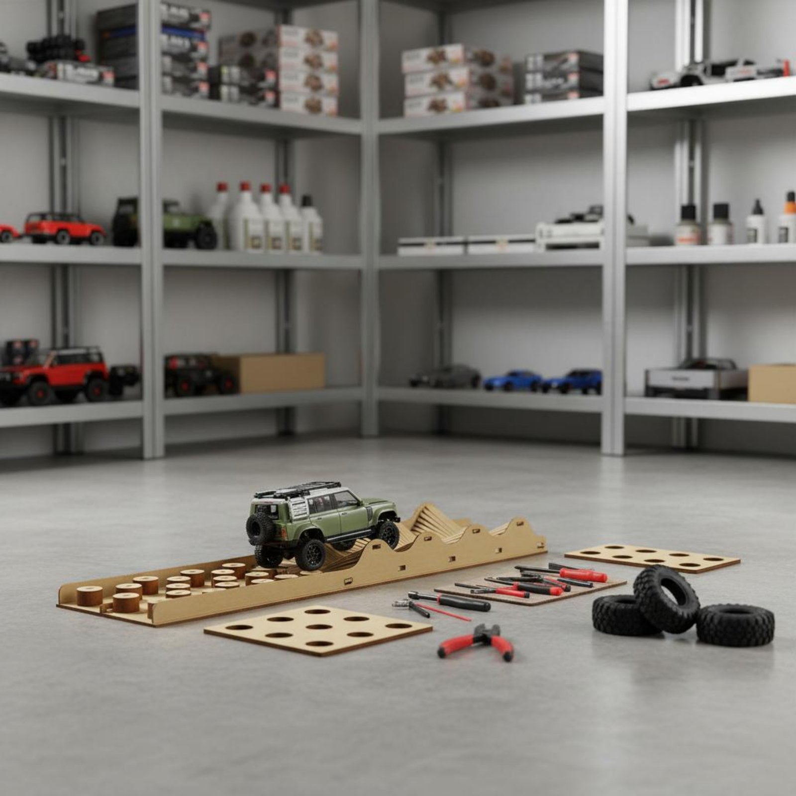 Woodworking Hobbies - RCカー障害物コース カスタマイズ可能なデザイン 1/24スケール クローラーコース ミニクローラーランプ 室内用