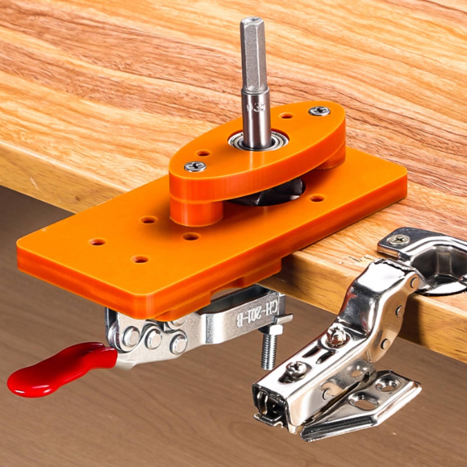 Woodworking Jig - 35mm ヒンジ穴あけジグ 長持ちするドアヒンジジグ 木材カッター 穴あけドリルガイド 木工