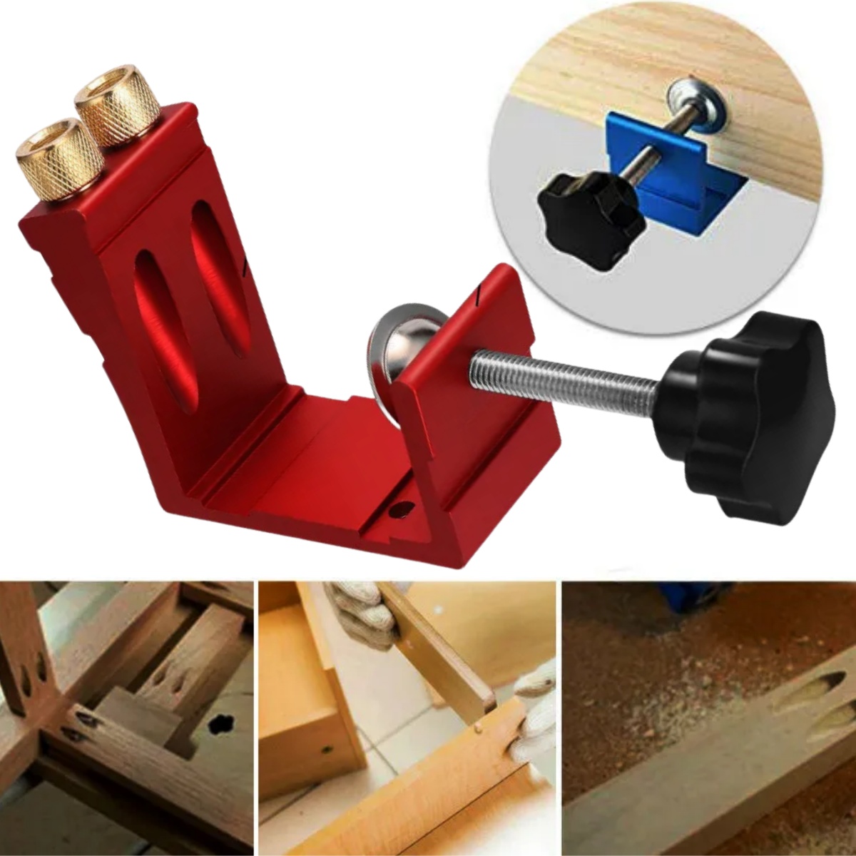 Woodworking Jig - 1 セットポケット穴ジグ木工用斜め精密位置決めツールダボ作成用耐久性と軽量設計