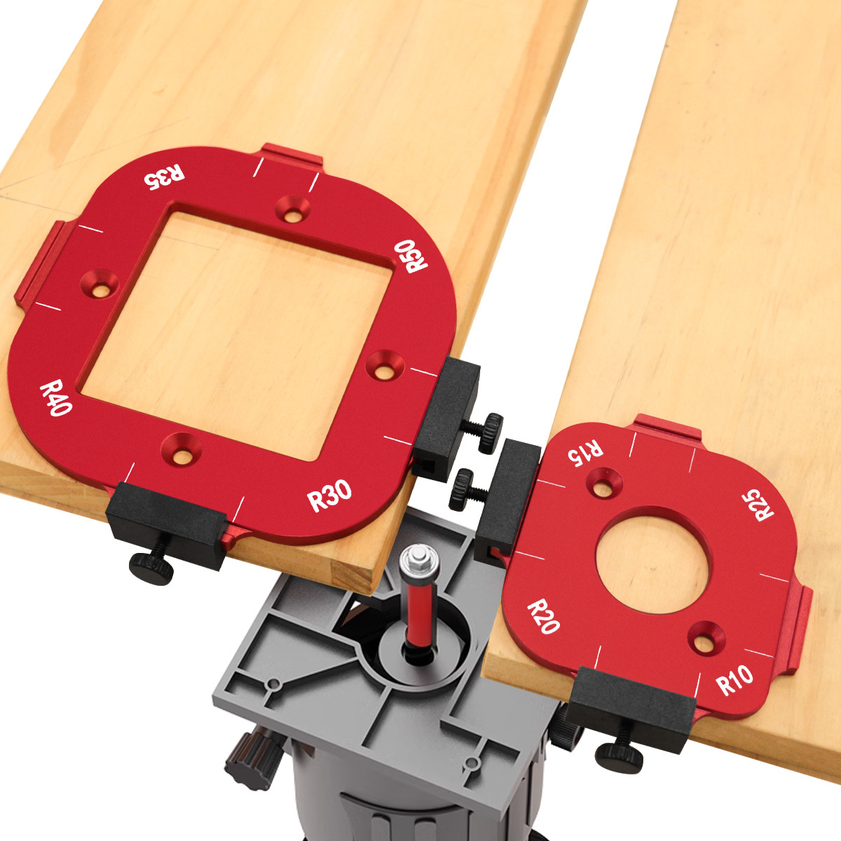 Woodworking Project Plans - 木工用ルーターコーナーラジアステンプレート、4-in-1アークコーナージグ、ルータービット加工用R10-R50ラウンドコーナーポジショニングジグ