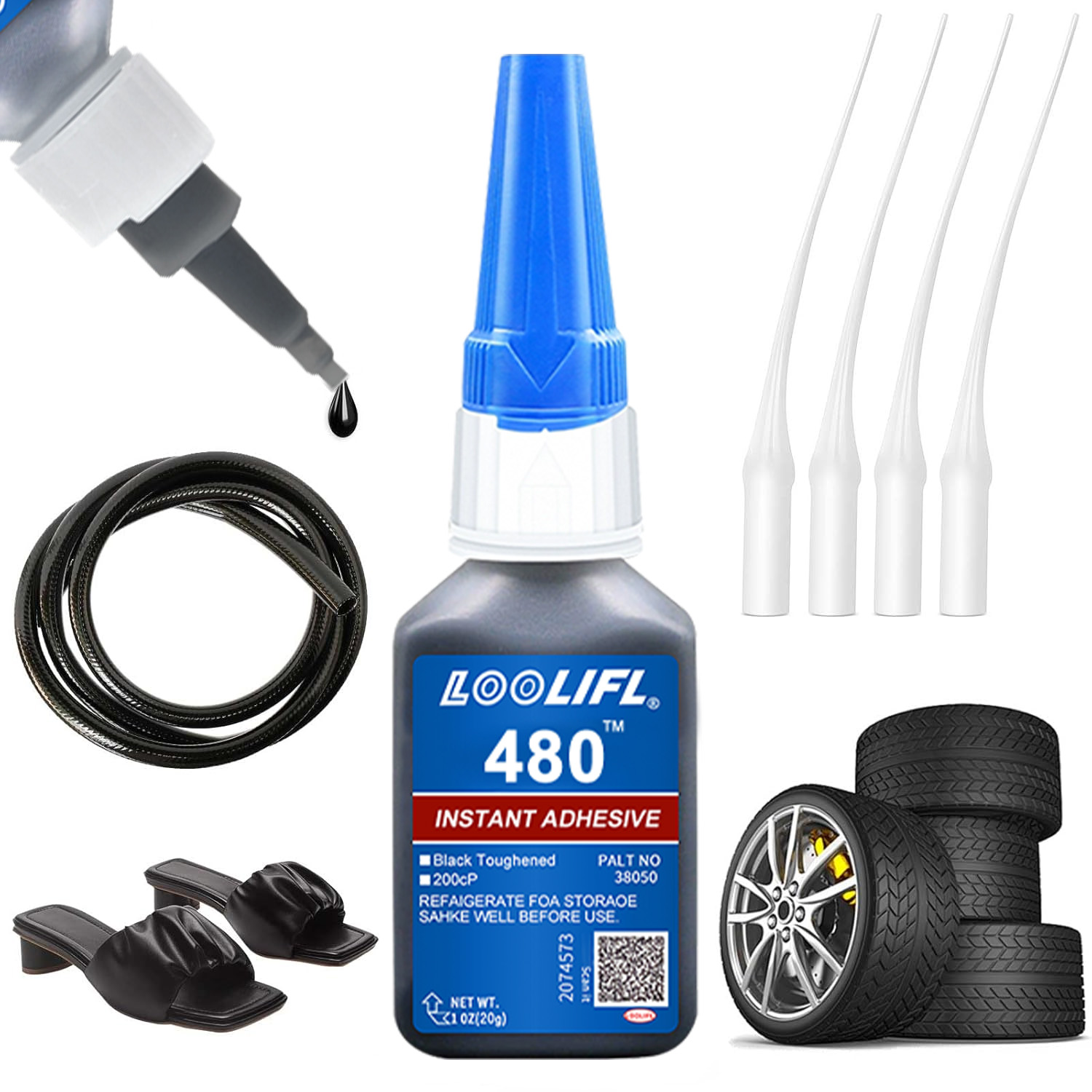 Woodworking Glue - 480 ブラック強力速乾接着剤、革、ゴム、木材、金属用の強力な液体接着剤、緊急修理用接着剤、革用の非腐食性瞬間接着剤、強力なゴム接着剤