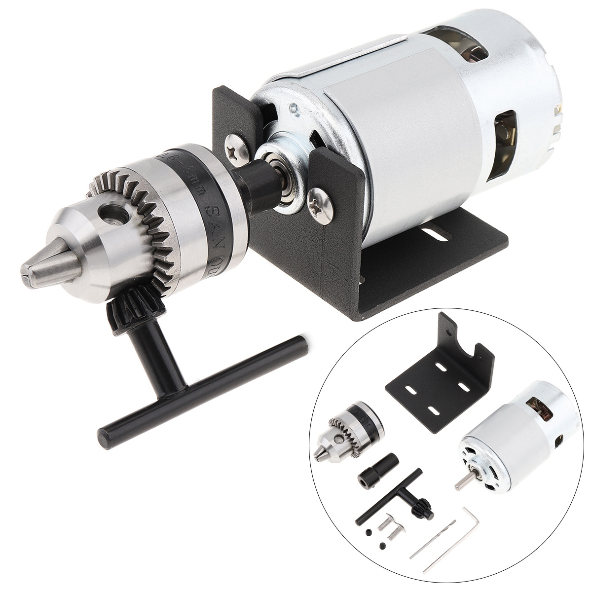 Woodworking Lathe Chuck - 切断および研磨用の旋盤プレスモーター,ハンドドリル,b10ドリルチャック,取り付けブラケット,日曜大工の小さなベンチ,555/775, 12-24v