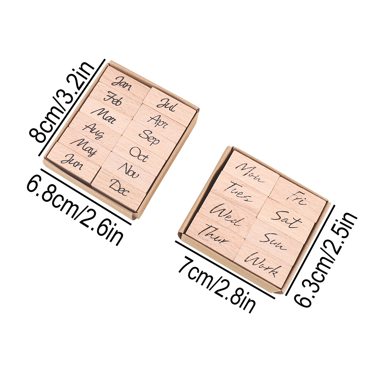 木製ゴム印セット 月曜日、平日、数字、DIY ジャーナルプラ - Woodworking Art のレビューと価格