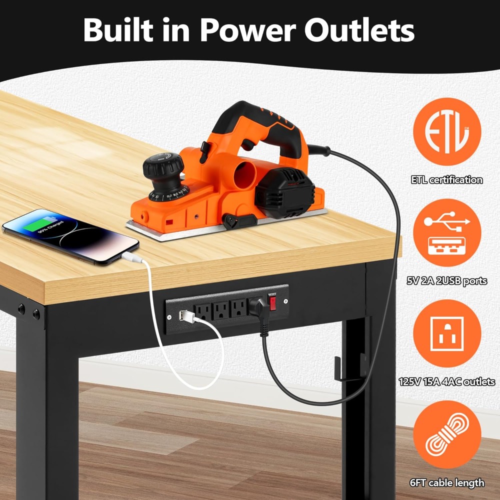 調整可能な作業台、頑丈な木製作業台、耐荷重2000ポンド、電 - Woodworking Garage のレビューと価格