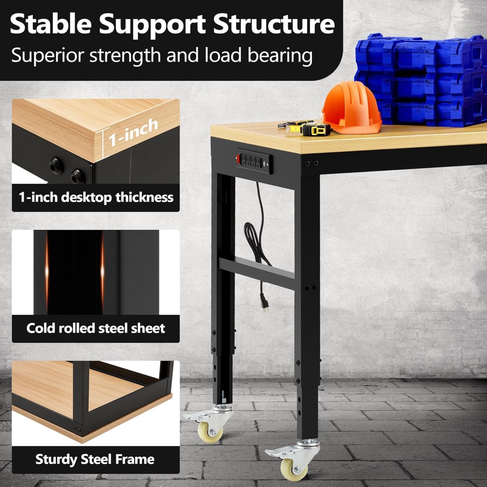 調整可能な作業台、頑丈な木製作業台、耐荷重2000ポンド、電 - Woodworking Garage のレビューと価格