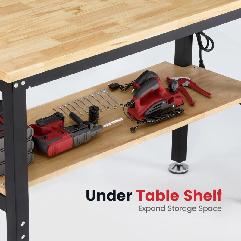 ガレージ用作業台 高さ調節可能 ラバーウッド天板 作業台 収 - Woodworking Garage のレビューと価格