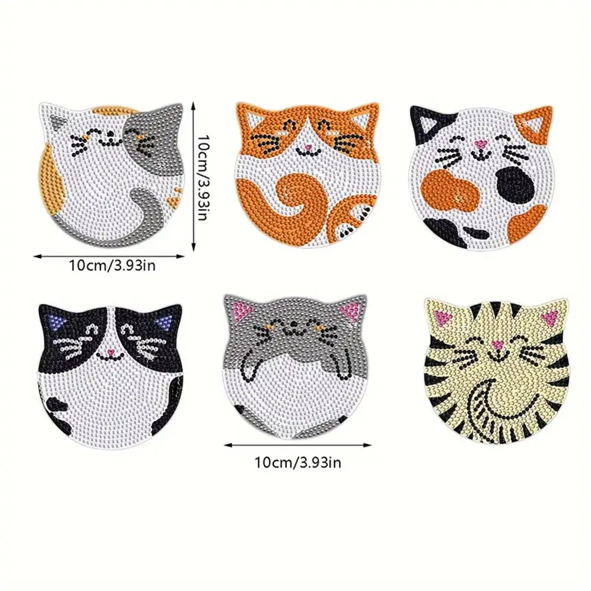 6 ピース/セット DIY 猫ラインストーン塗装モザイクドリ - Woodworking Hobbies のレビューと価格