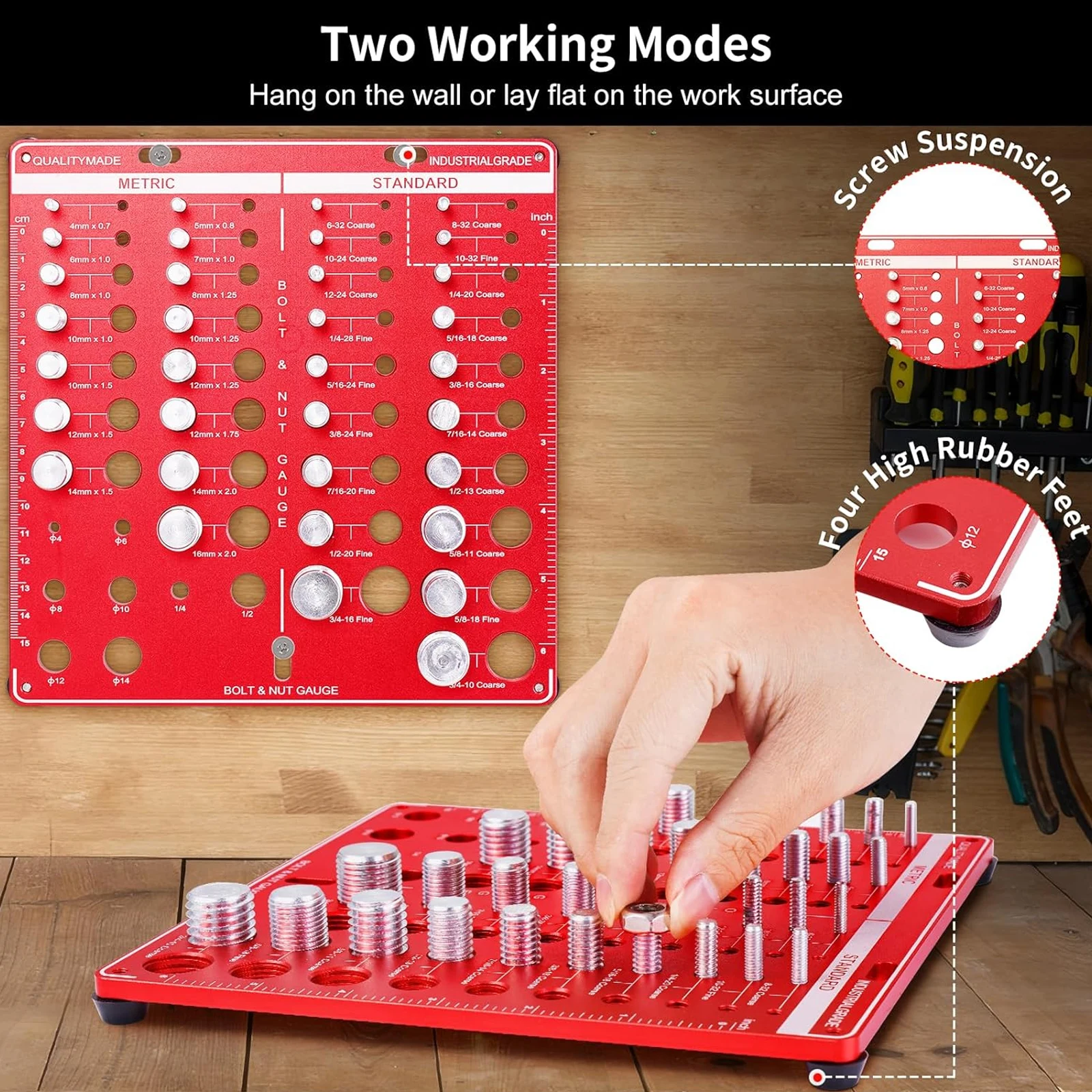 ナットとボルトのねじ径ゲージセット（標準およびメートルねじ用 - Woodworking Garage のレビューと価格