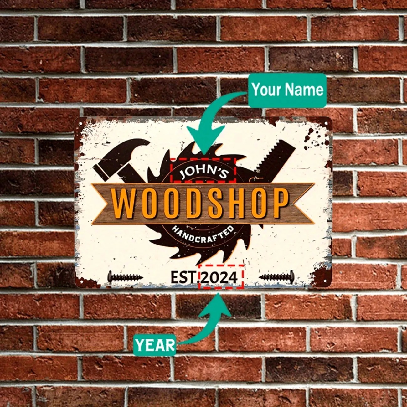 パーソナライズされたカスタム木工大工サイン、アルミ製ウォール - Woodworking Garage のレビューと価格